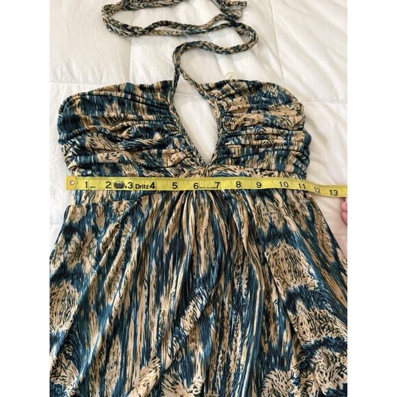 Vintage Y2K T Bags Los Angeles Keyhole Halter Top Babydoll Flowy Boho Sz S Teal - Picture 3 of 8